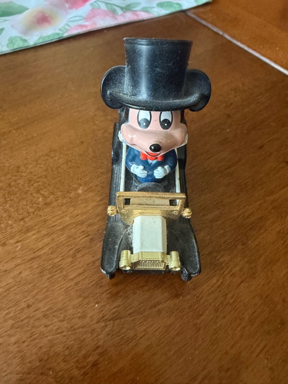 Vintage Walt Disney Productions Mickey Mouse Figurine in Vintage Car